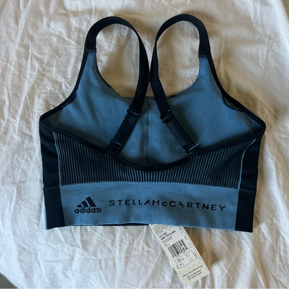 adidas Blue and Black Leopard Print Sports Bra - Picture 2 of 3